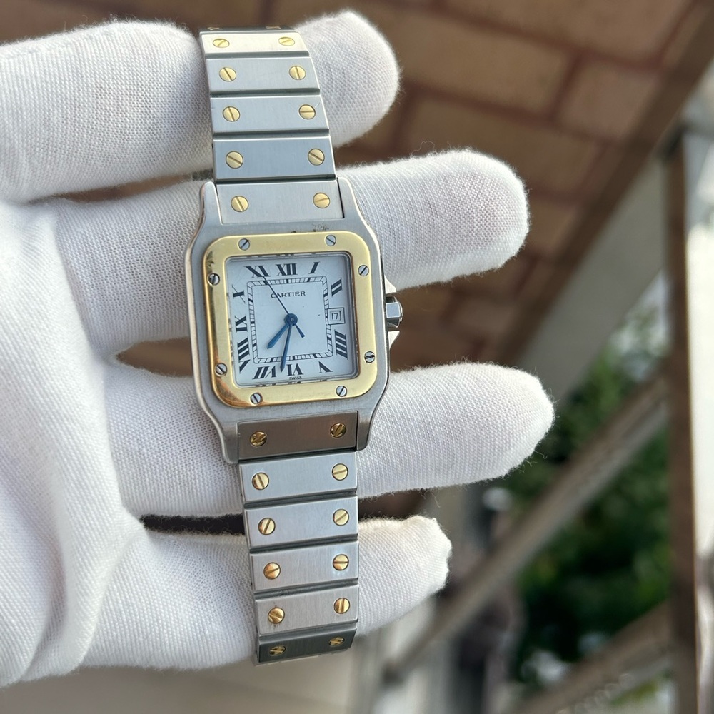 Cartier santos Carree 2961 Automatic two tone watch - Picture 11 of 15